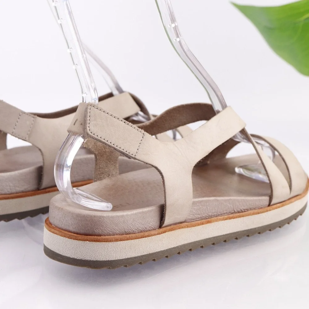Merrell Womens Juno Sandals Size 9 Beige Tan Leather Slingback Lug Sporty Shoes